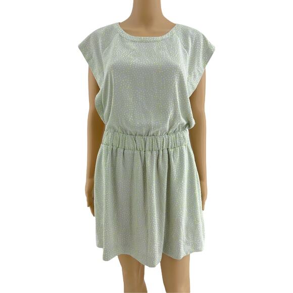 Rachel Rachel Roy MEDIUM Green Ditzy Dot Cap Sleeve Fit & Flare Mini Dress - Picture 1 of 8